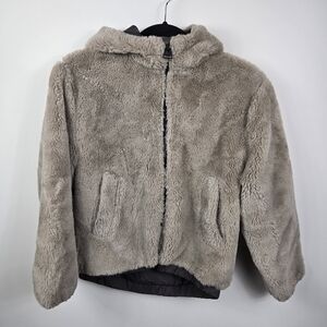 Zara Kids Taupe Teddy Hooded Fuzzy Jacket 11-12Y
